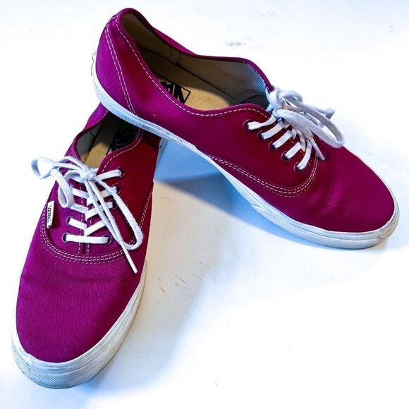 Authentic Vans Burgundy & White Lace-Up Shoes Men's 8.5 Women's 10 - Picture 1 of 12